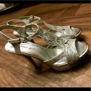Silver Glitter Madden Girl Heels size 7.5